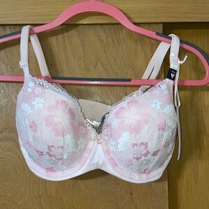 NWT Victorias Secret Body By Lightly Lined Demi Lace Pink Bra 32DDD